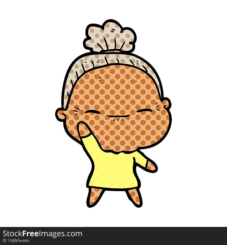 cartoon peaceful old woman. cartoon peaceful old woman