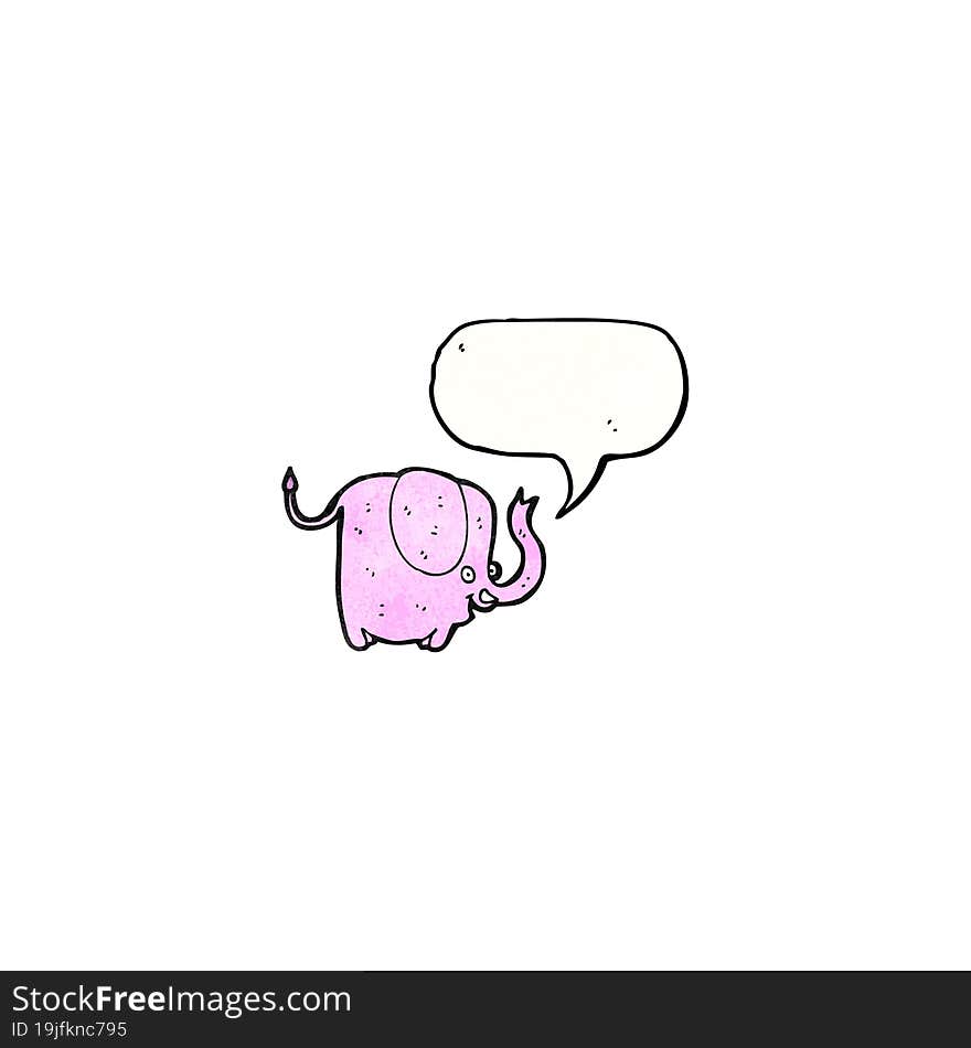 pink elephant with speech bubble cartoon