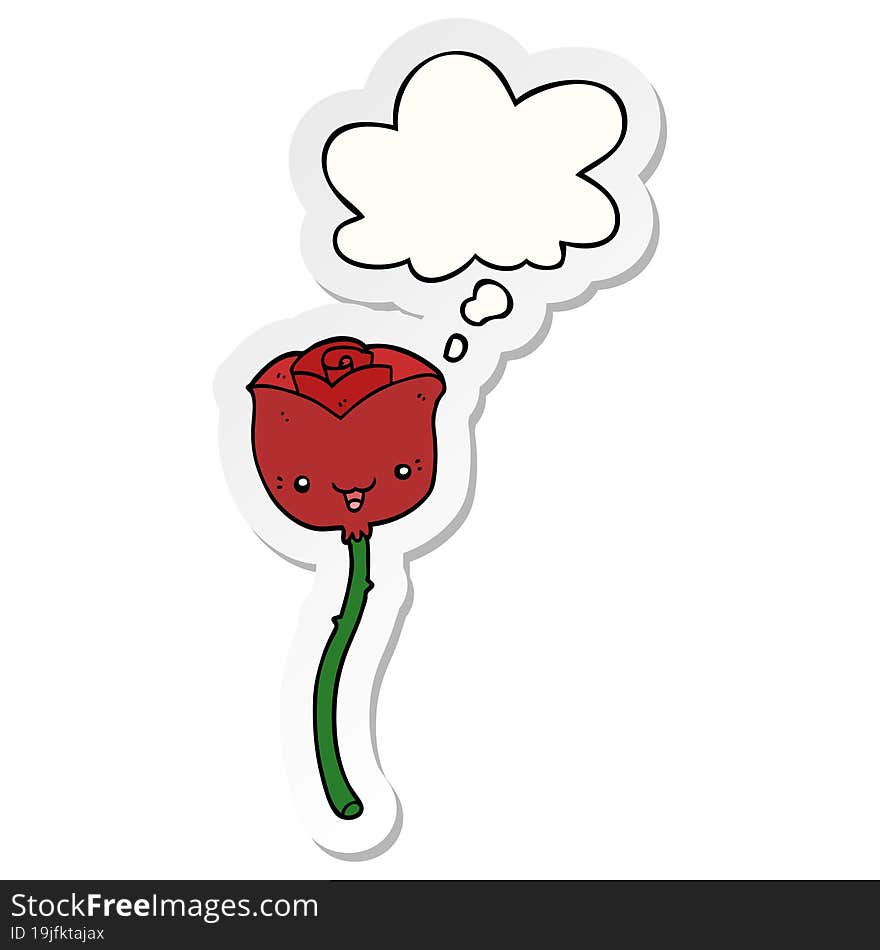 cartoon flower and thought bubble as a printed sticker