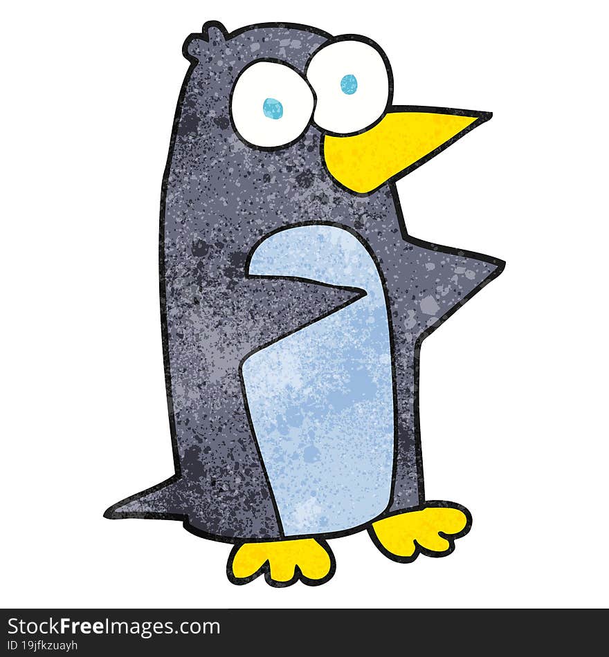 freehand textured cartoon penguin