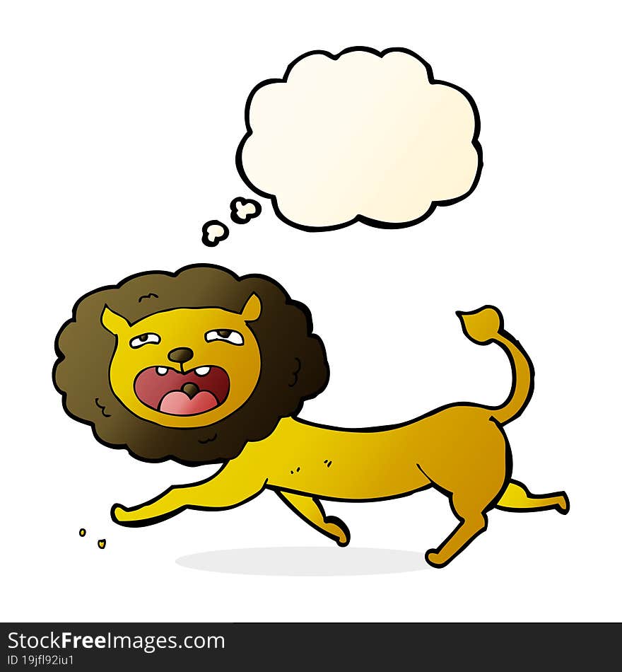 cartoon lion with thought bubble