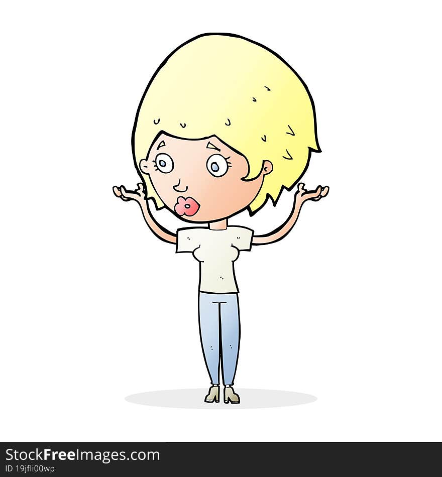 Cartoon Woman Raising Hands In Air