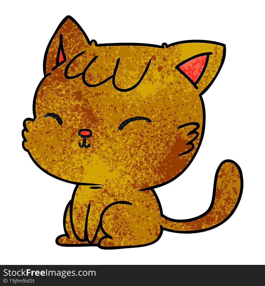 textured cartoon of cute kawaii cat