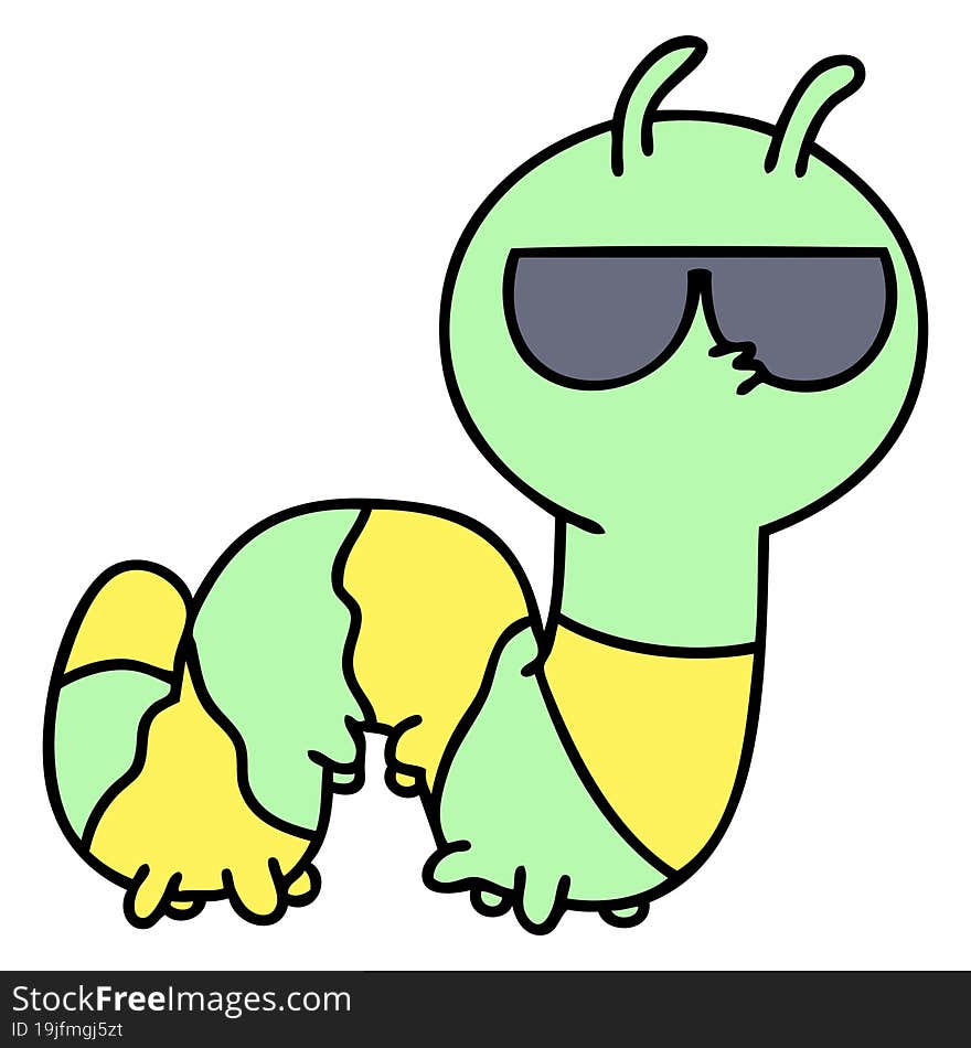 cartoon of a cute bug wearing sunglasses