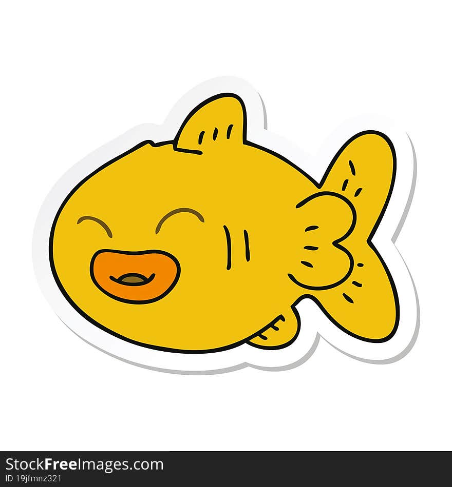 sticker of a quirky hand drawn cartoon fish