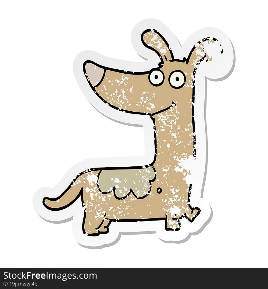 distressed sticker of a cartoon dog