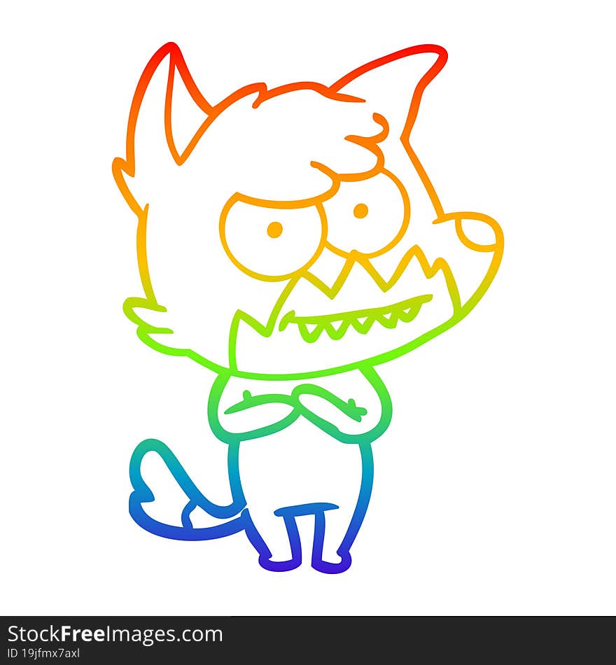 rainbow gradient line drawing cartoon grinning fox