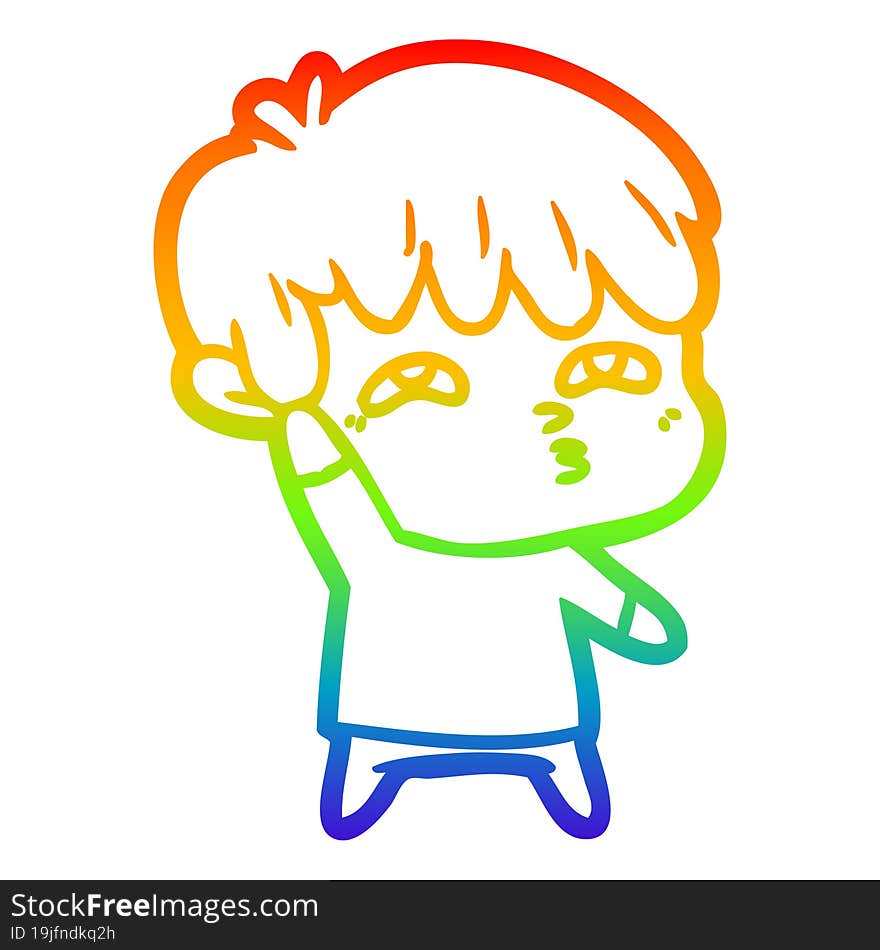 rainbow gradient line drawing cartoon curious man