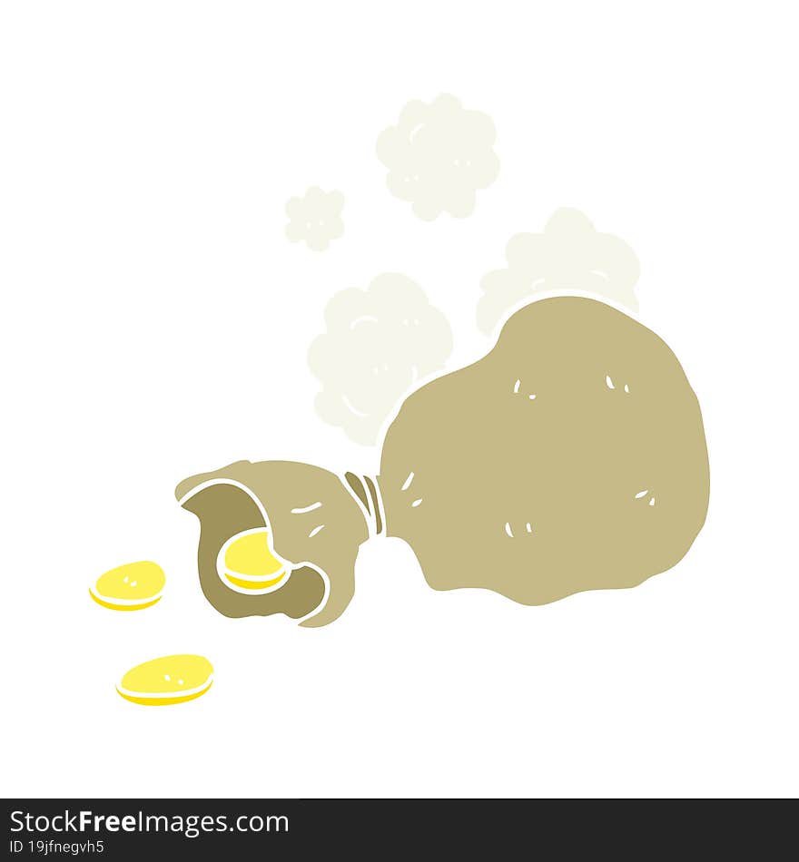 flat color illustration of a cartoon bag of money