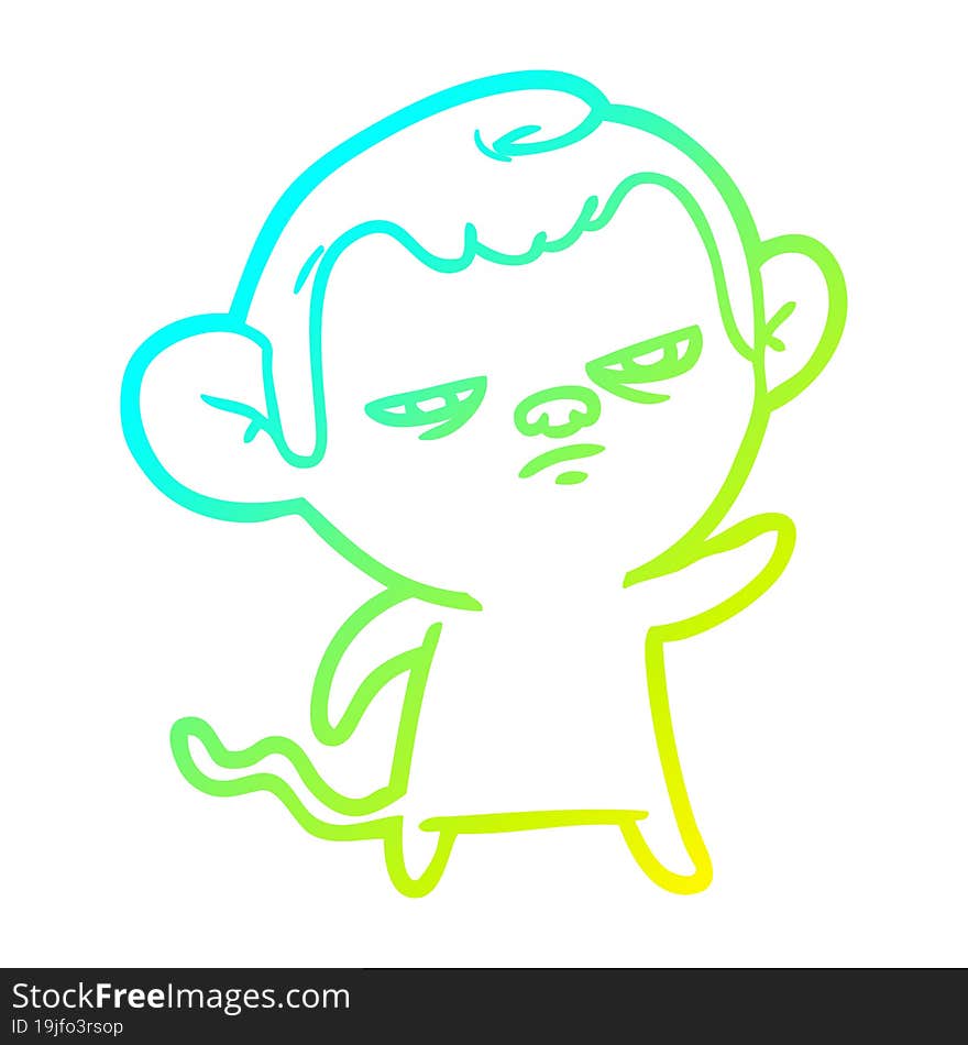 cold gradient line drawing cartoon annoyed monkey