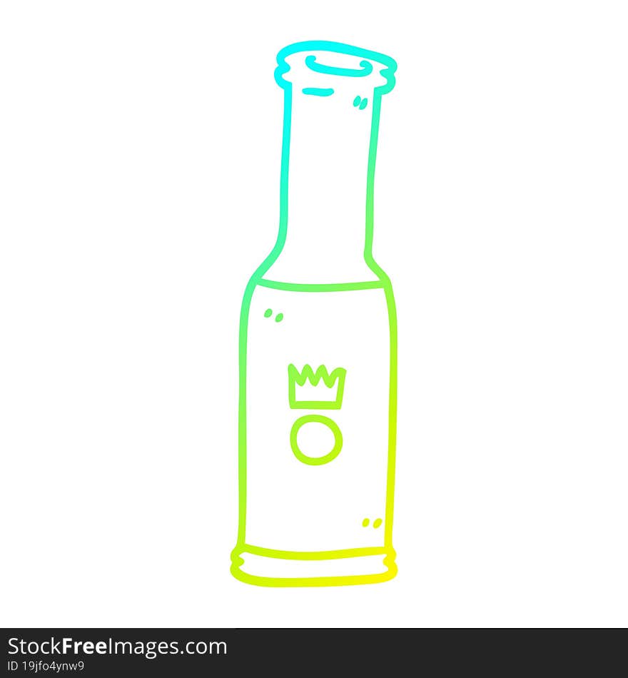 cold gradient line drawing of a cartoon beer bottle