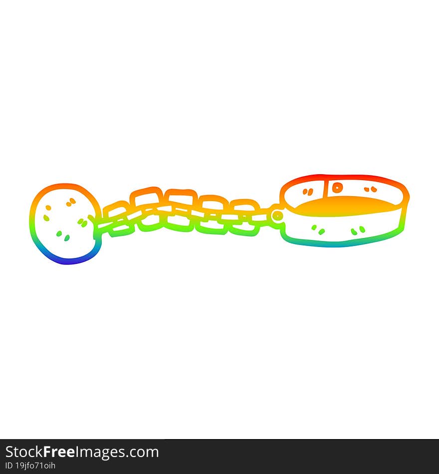 Rainbow Gradient Line Drawing Cartoon Ball And Chain