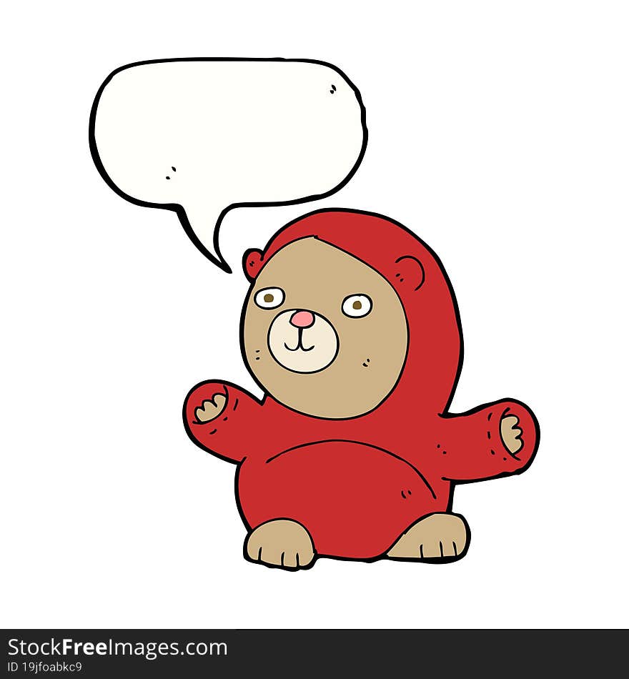 cartoon teddy bear with speech bubble