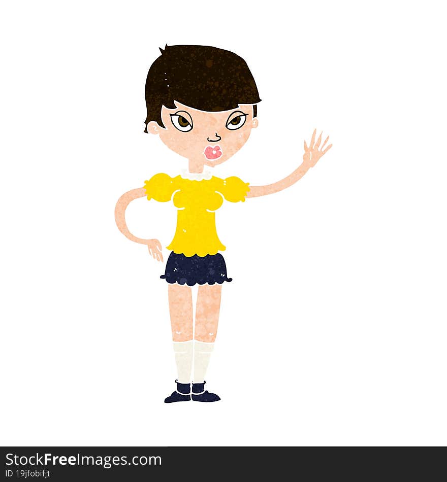 cartoon woman waving