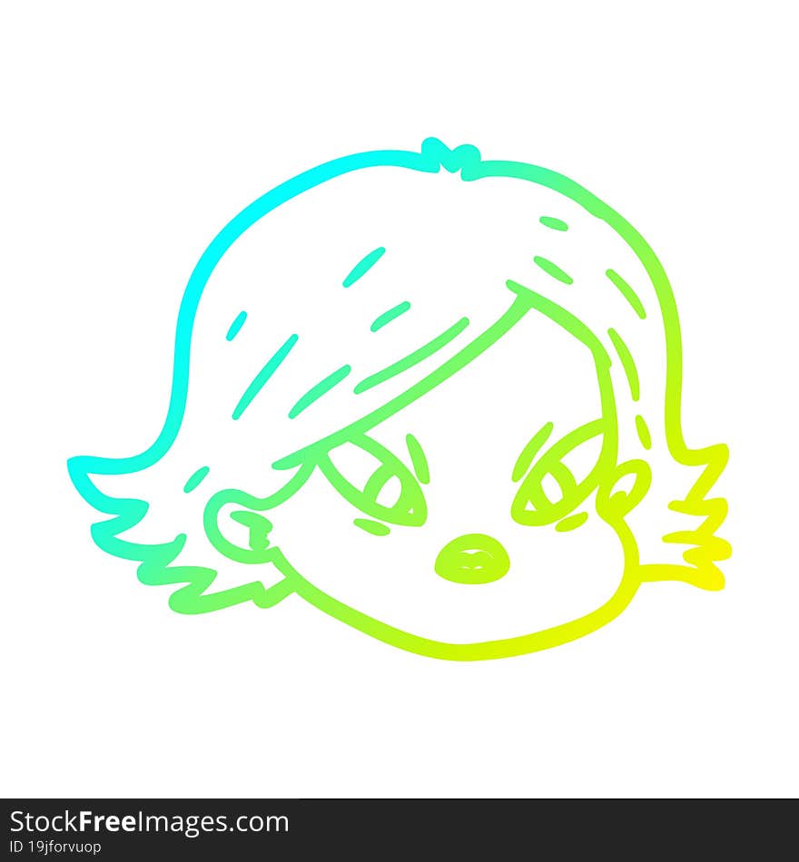 cold gradient line drawing cartoon female face