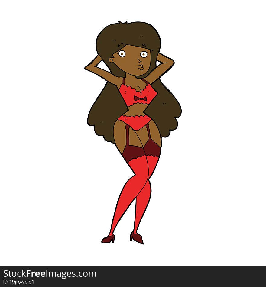 cartoon woman in lingerie