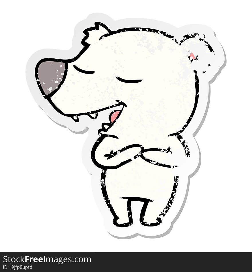 distressed sticker of a cartoon polar bear