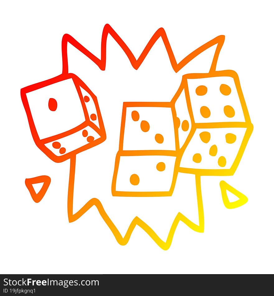 warm gradient line drawing cartoon rolling dice