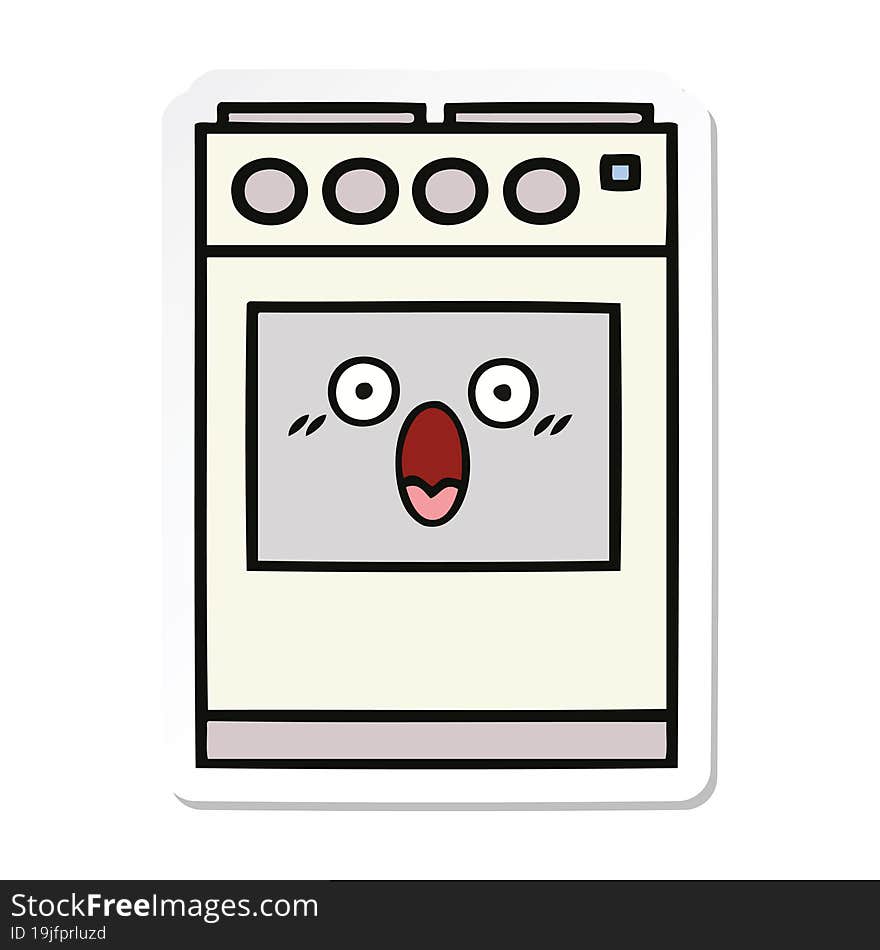 Sticker Of A Cute Cartoon Kitchen Oven