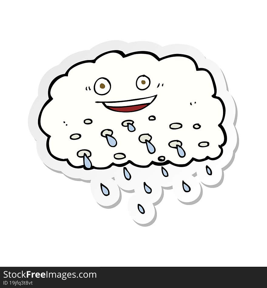 sticker of a cartoon happy raincloud