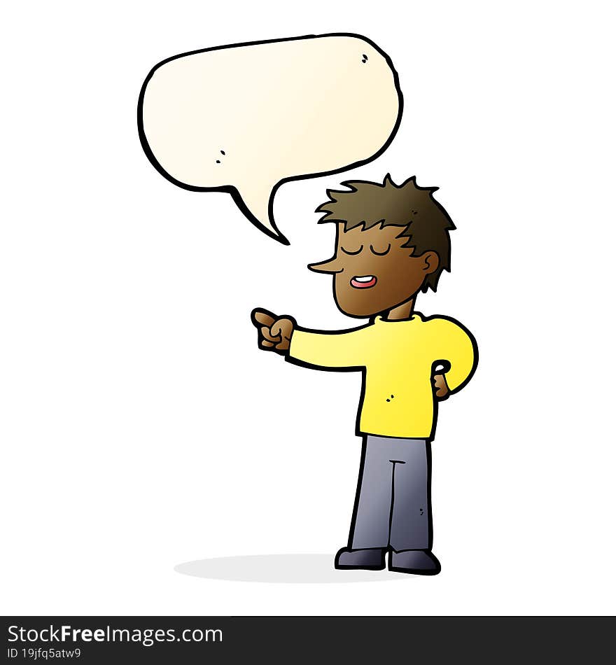 cartoon man pointing with speech bubble