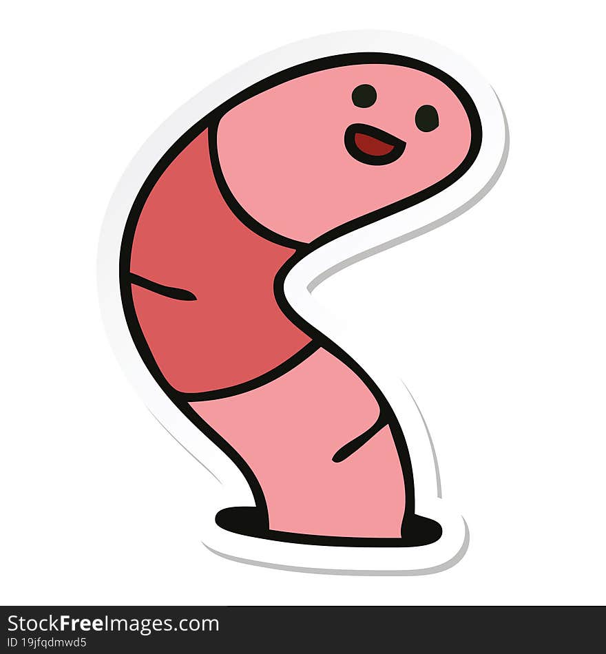 sticker of a quirky hand drawn cartoon worm