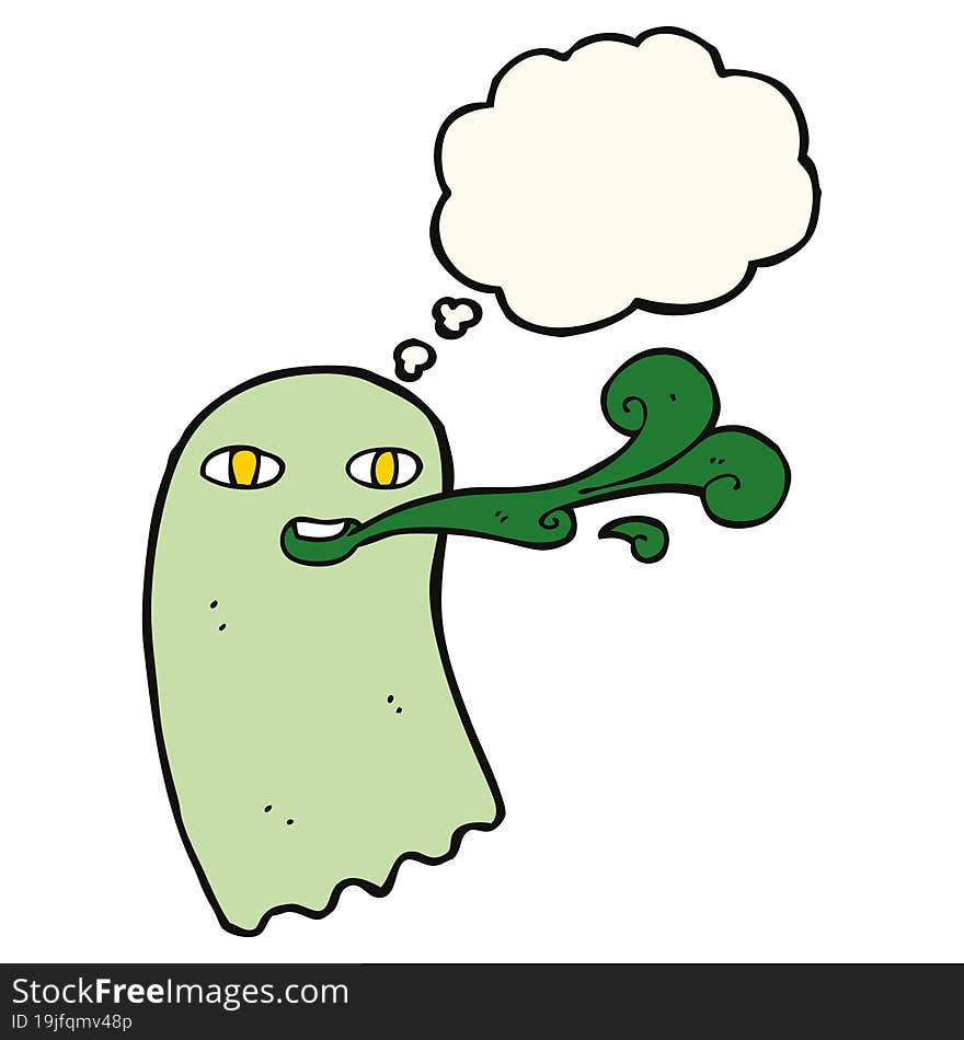 funny cartoon ghost with thought bubble