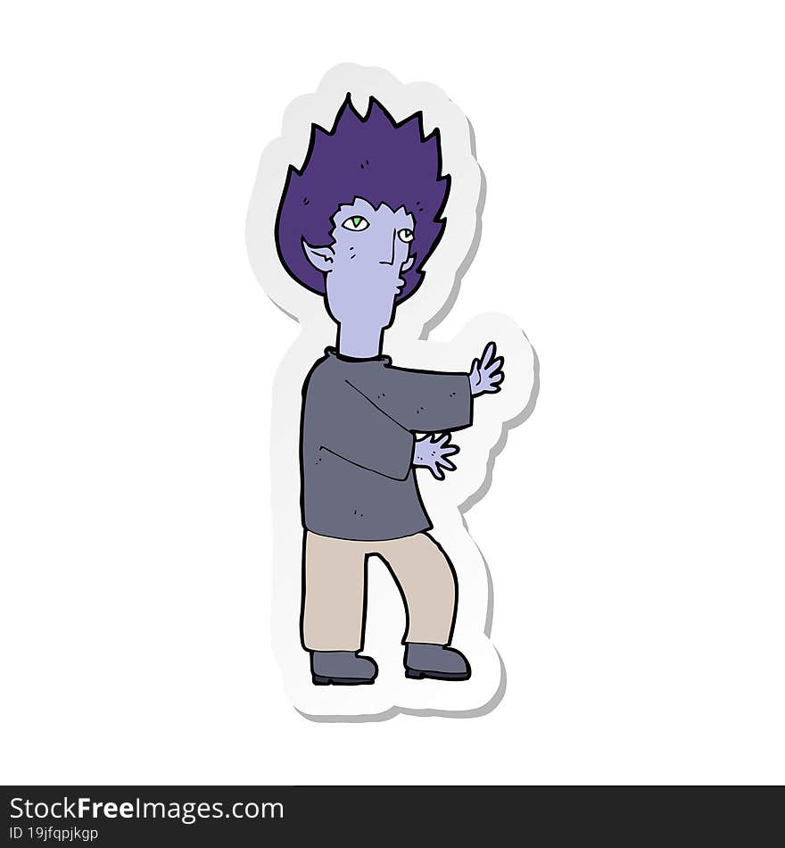 sticker of a cartoon vampire man