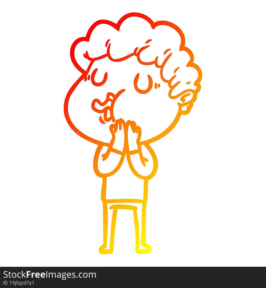 warm gradient line drawing cartoon man singing