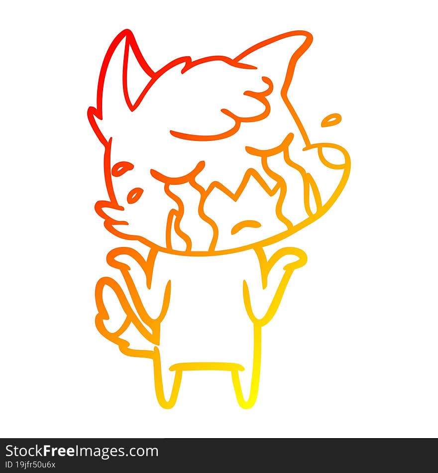 warm gradient line drawing crying fox shrugging shoulders