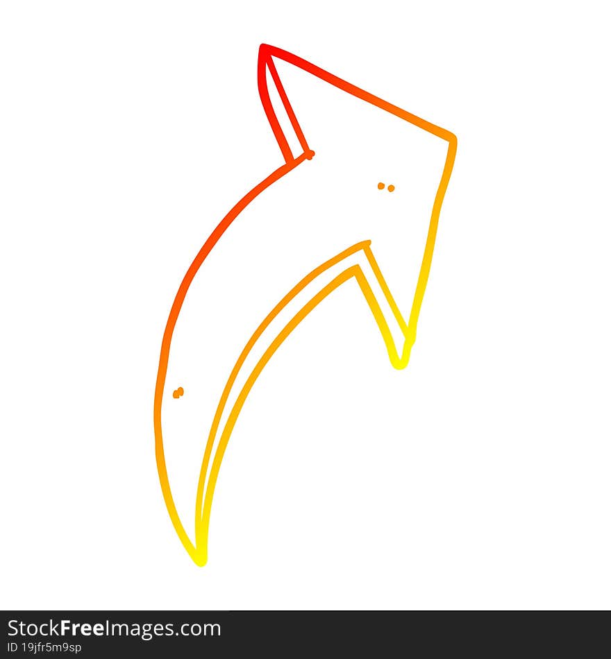 warm gradient line drawing cartoon pointing arrow