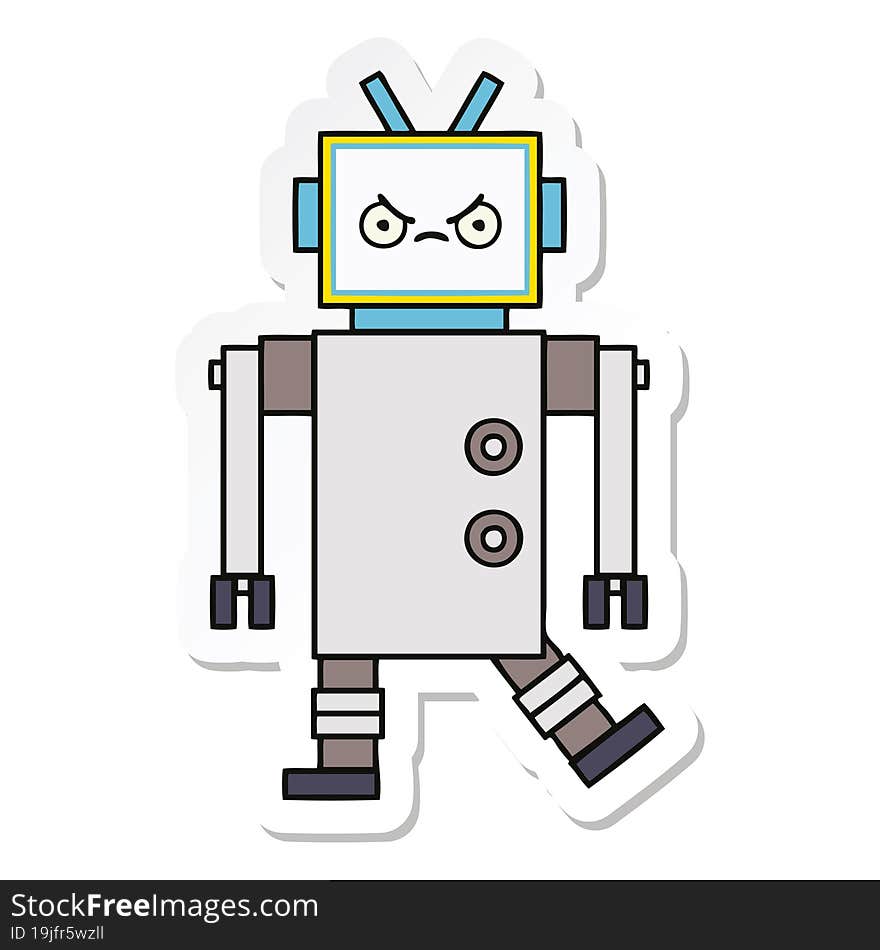 sticker of a cute cartoon robot