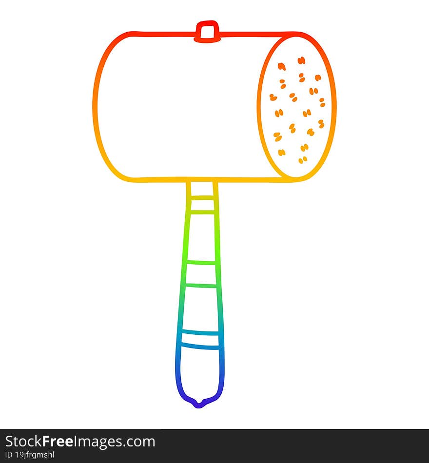 rainbow gradient line drawing cartoon hammer