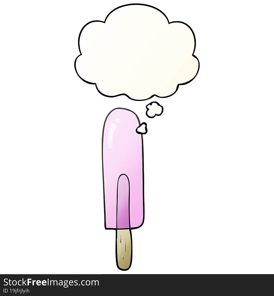 Cartoon Ice Lolly And Thought Bubble In Smooth Gradient Style