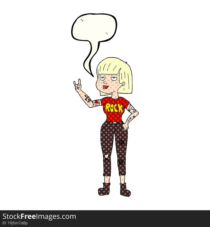 Comic Book Speech Bubble Cartoon Rock Girl