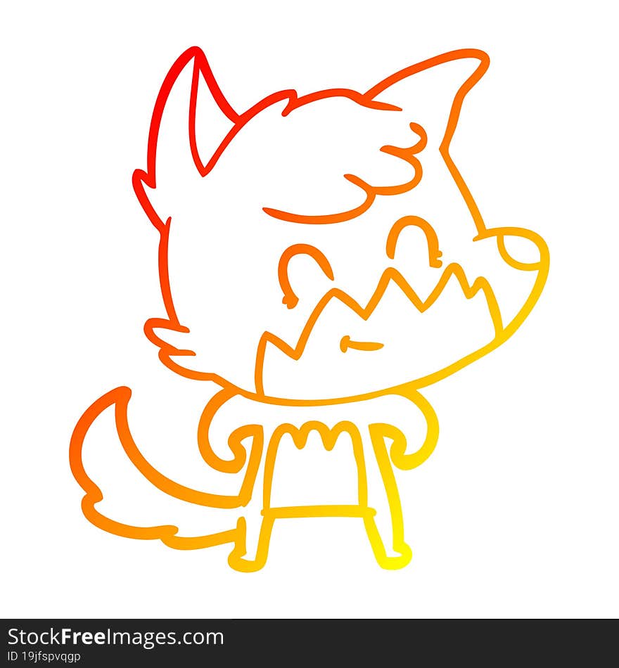 warm gradient line drawing cartoon friendly fox