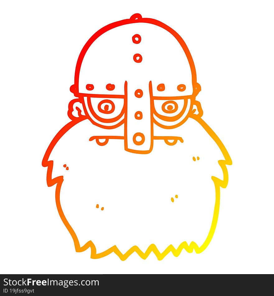 warm gradient line drawing cartoon viking face