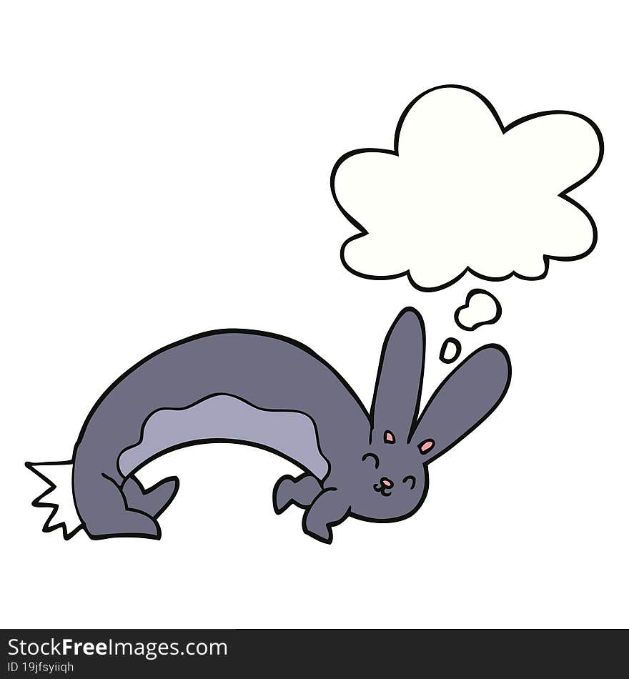 funny cartoon rabbit and thought bubble