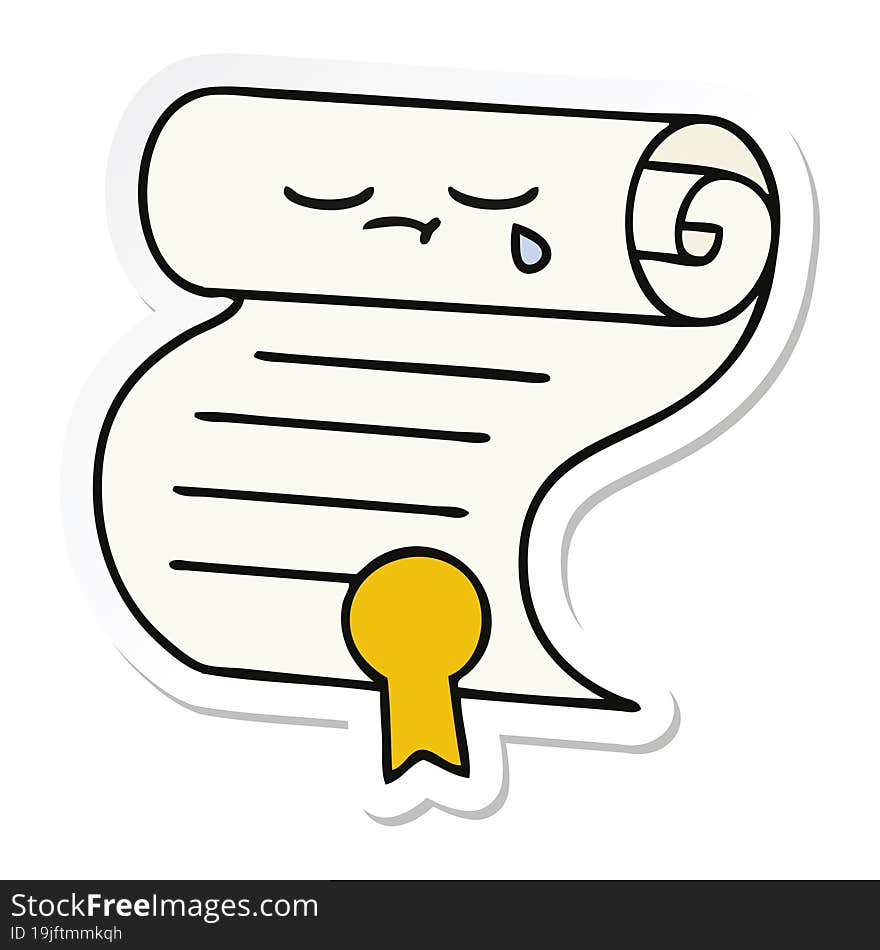 Sticker Of A Cute Cartoon Contract