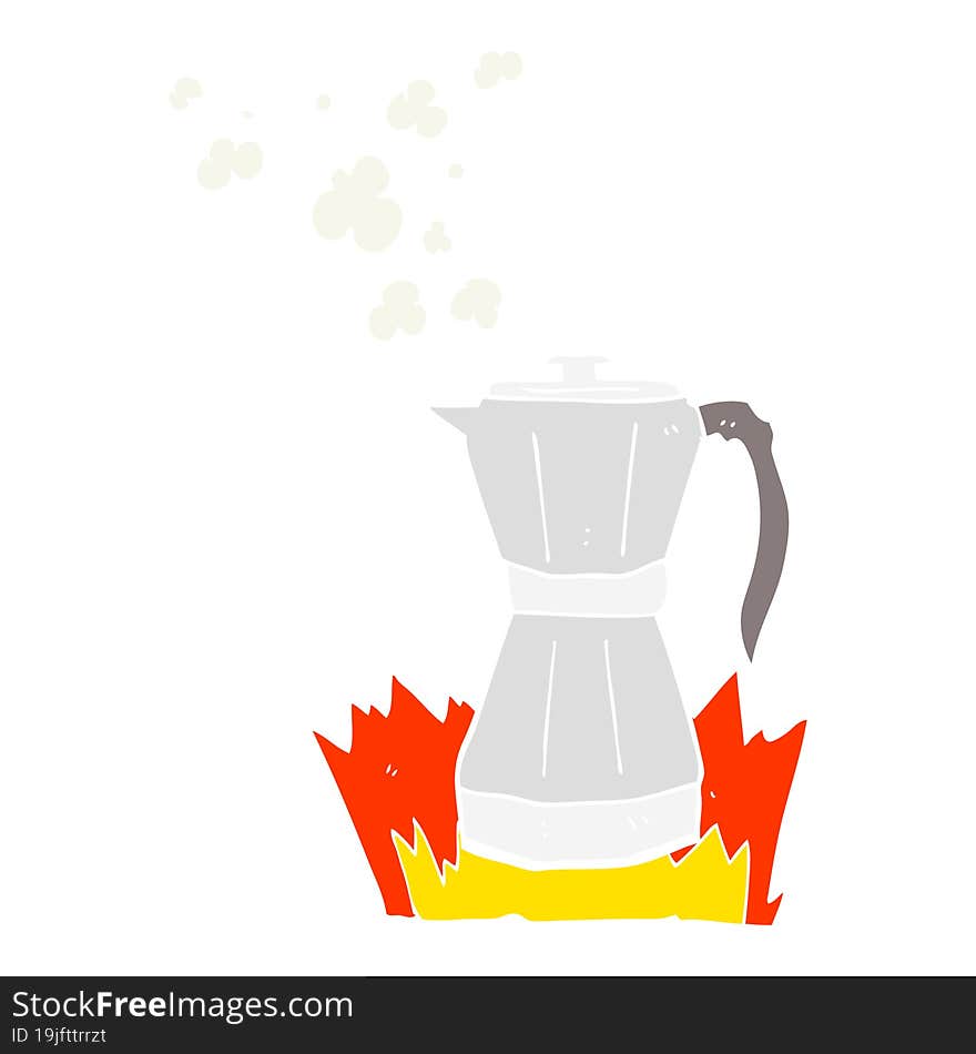 Flat Color Illustration Of A Cartoon Stovetop Espresso Maker