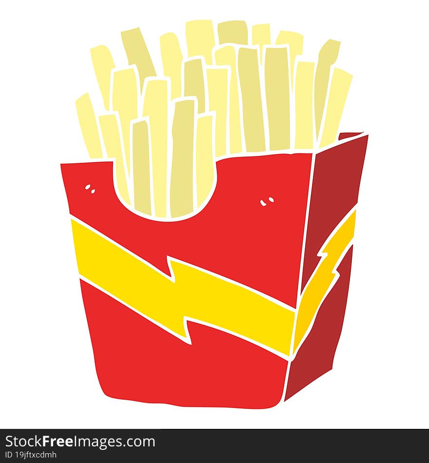 Flat Color Illustration Of A Cartoon French Fries