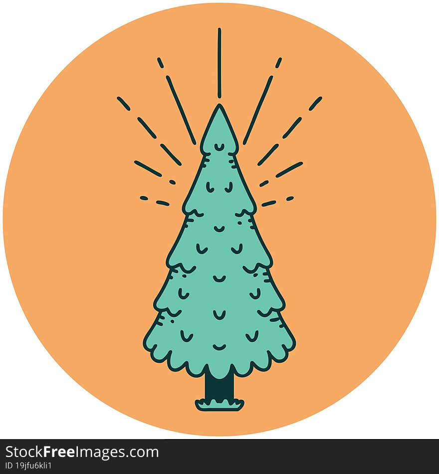 icon of tattoo style pine tree