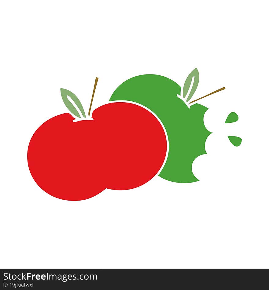 flat color retro cartoon apples