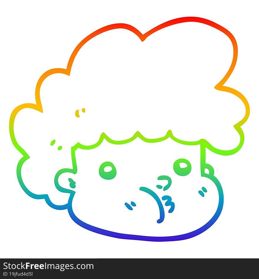 rainbow gradient line drawing cartoon boy