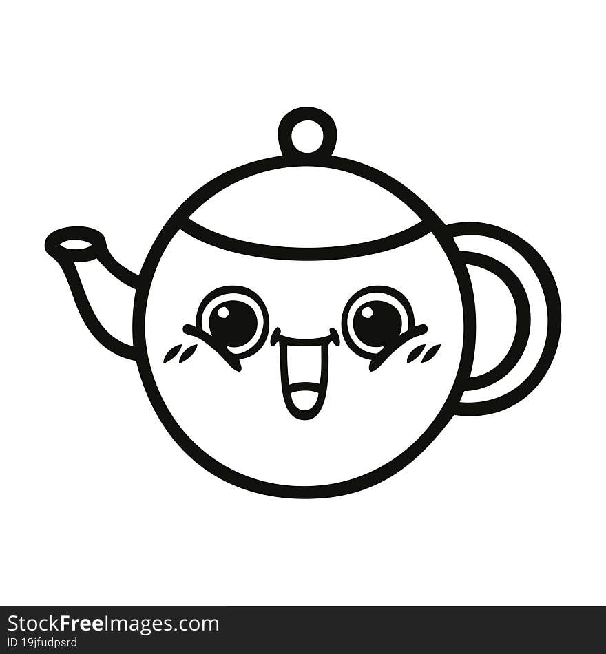 line drawing cartoon tea pot