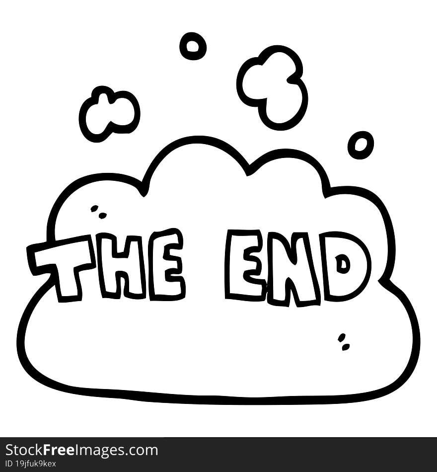 line drawing cartoon the end font