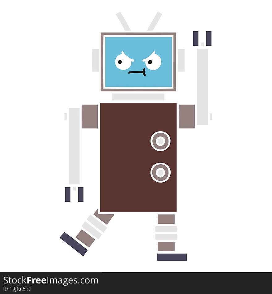 Flat Color Retro Cartoon Robot