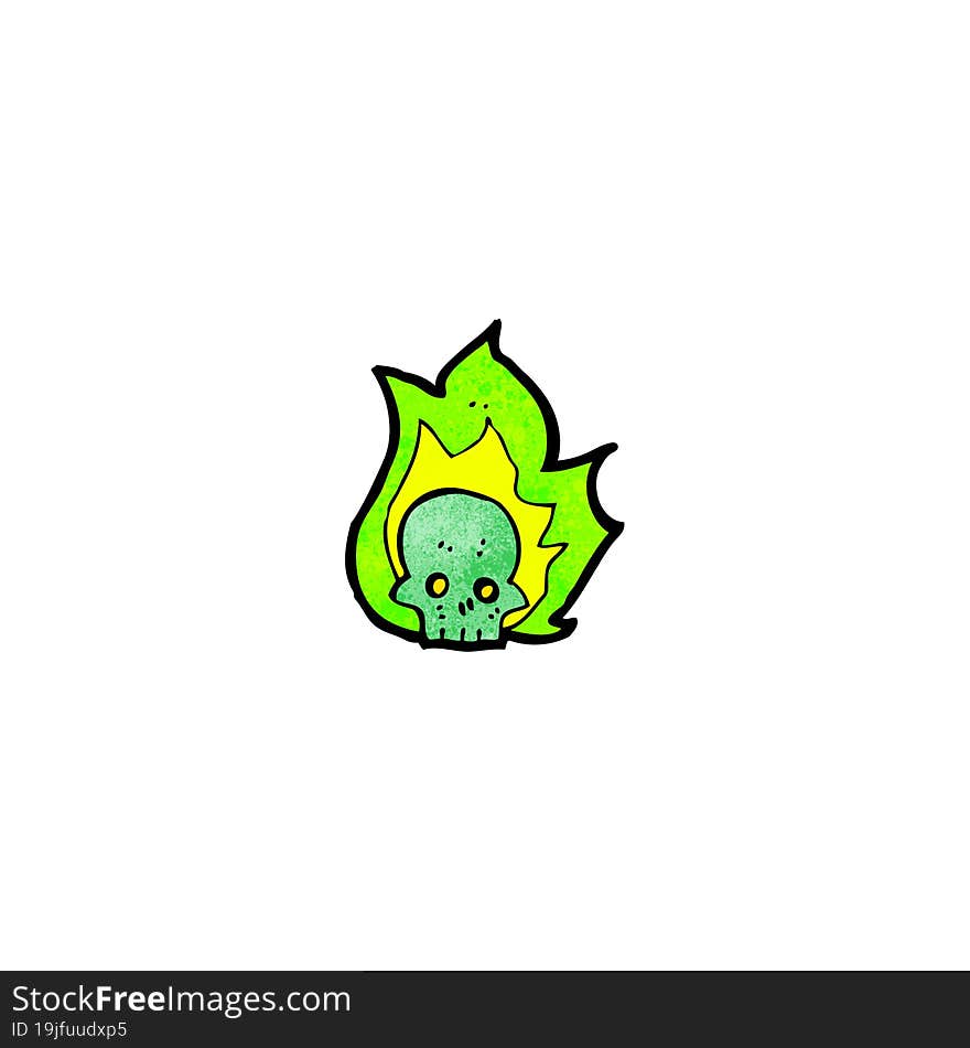 cartoon flaming skull