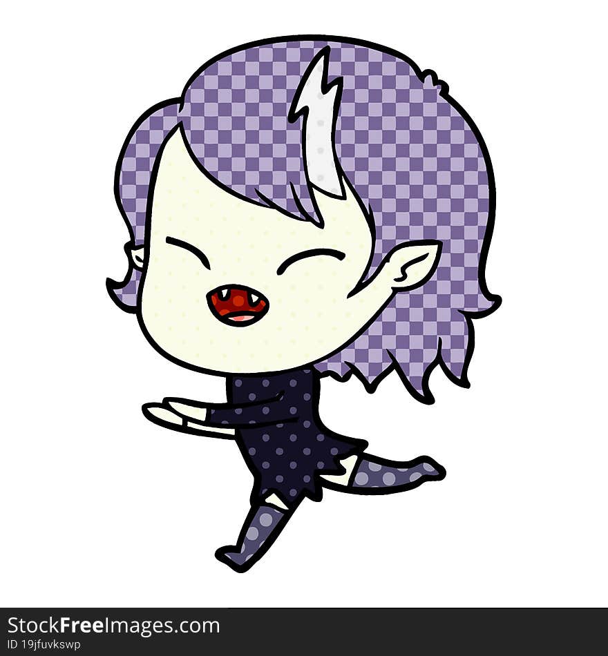 cartoon laughing vampire girl running. cartoon laughing vampire girl running