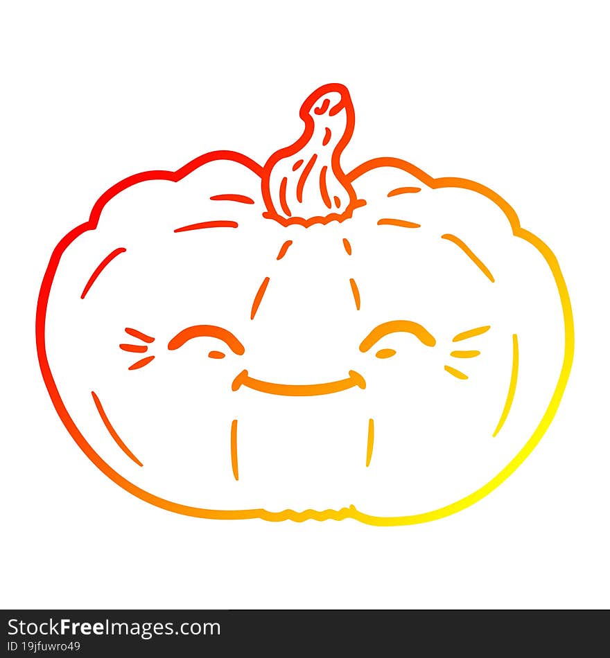 warm gradient line drawing cartoon pumpkin